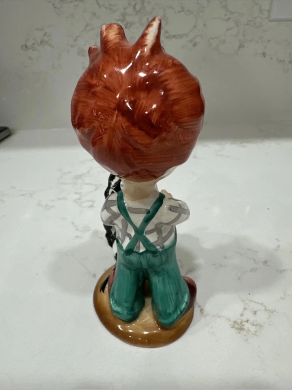 Red Headed Freckled Boy with Skunk Vintage Figurine Made in Japan